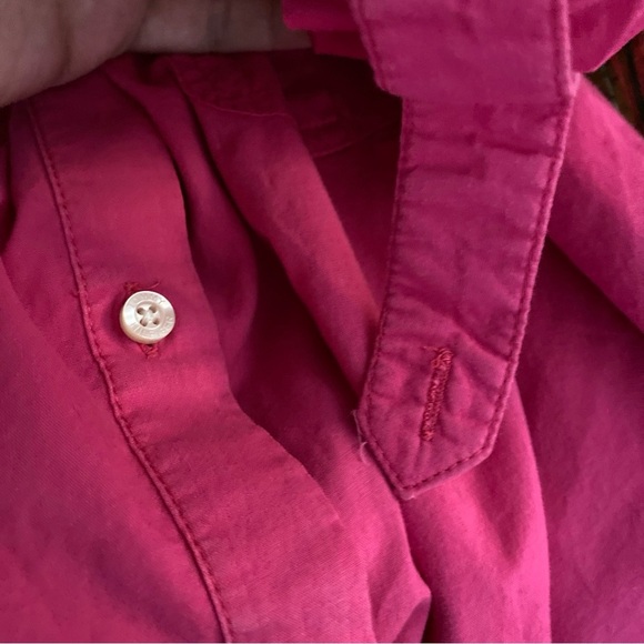 Tommy Hilfiger Women's L Button Down Shirt Tab Sleeve Barbiecore Preppy - Picture 7 of 9